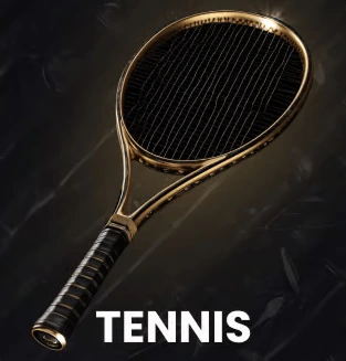 Black and gold tennis racket icon